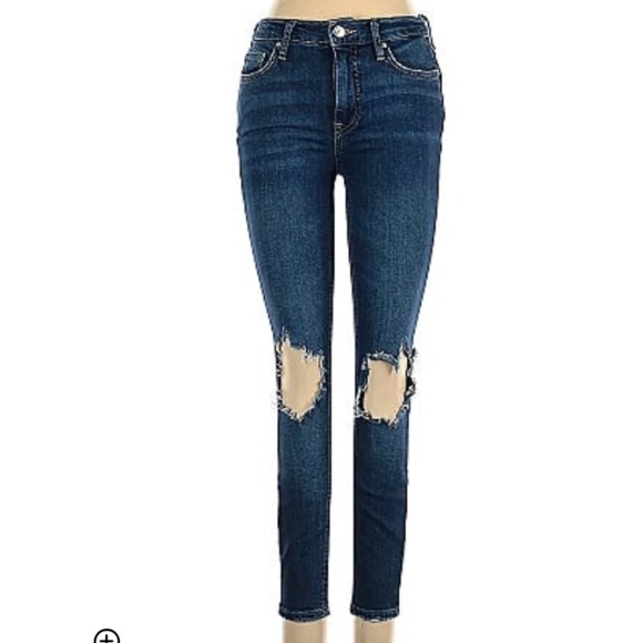Free People Denim - FREE PEOPLE BUSTED KNEE SKINNY JEANS SZ 32